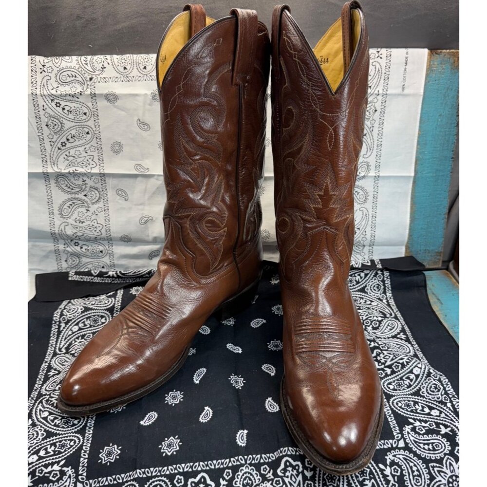 Dan Post Milwaukee Brown Leather Pull On Western Boots DP2111R Mens Size 9.5EW